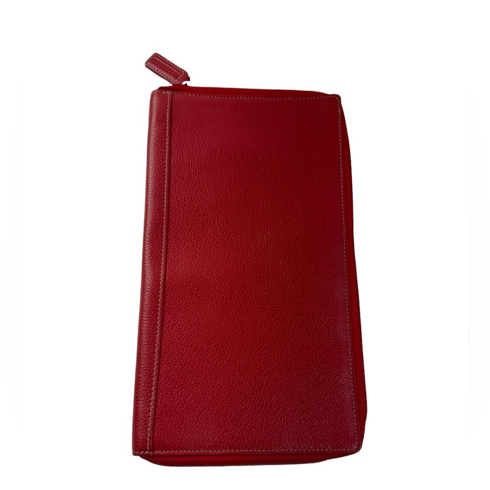 Levenger Fine Leather Tools Red Leather Zip-around Long Wallet/Travel Organizer
